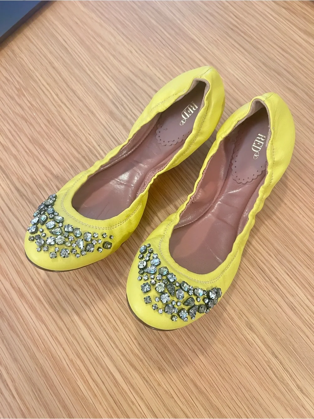 Yellow Embellished Women's Ballet Flats - Red Valentino